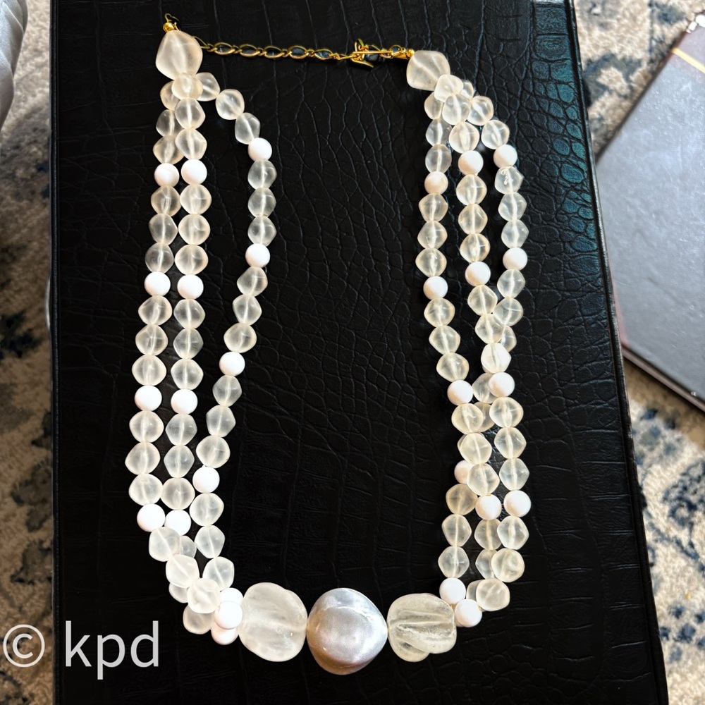 Frosted Sea Glass Style Double Strand Statement Necklace – Coastal Find